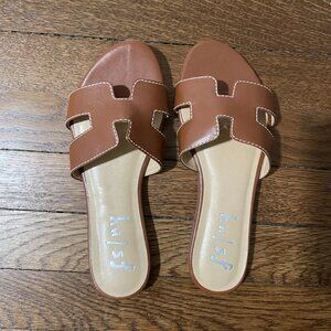 NEW French Sole Brown Leather Sandals Size 7
